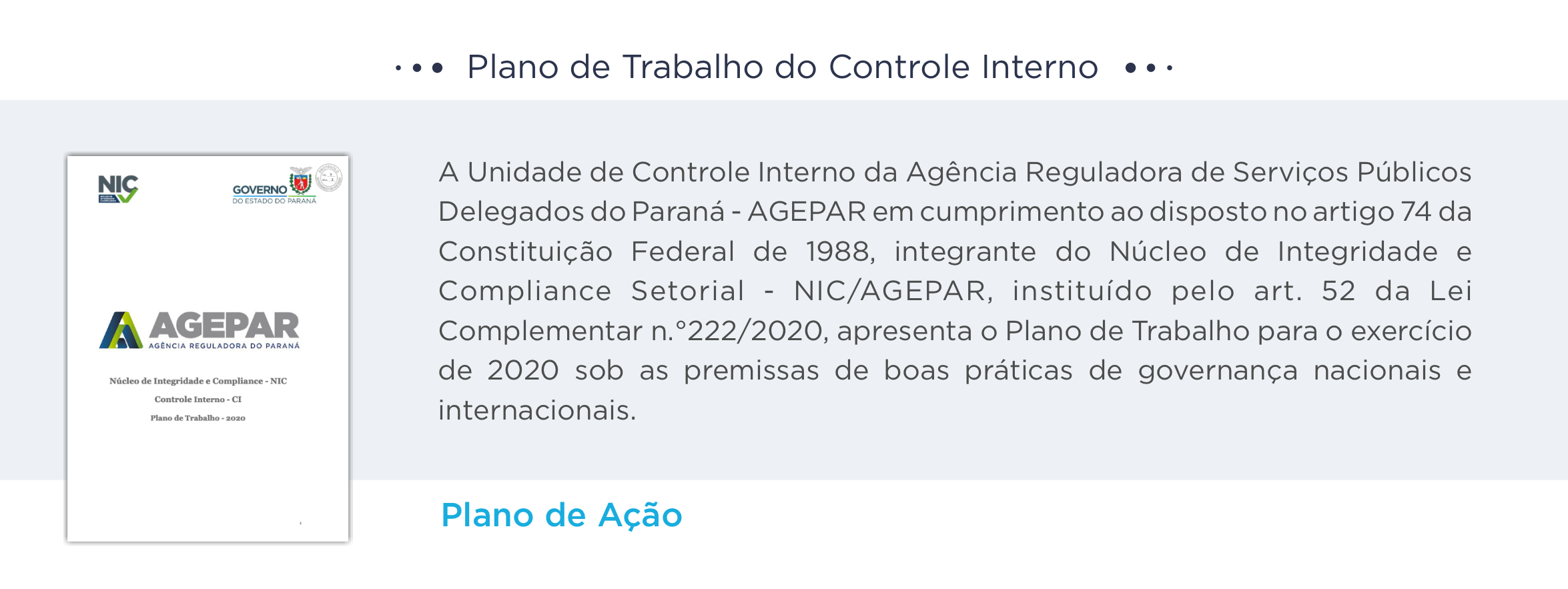 Plano de Trabalho do Controle Interno