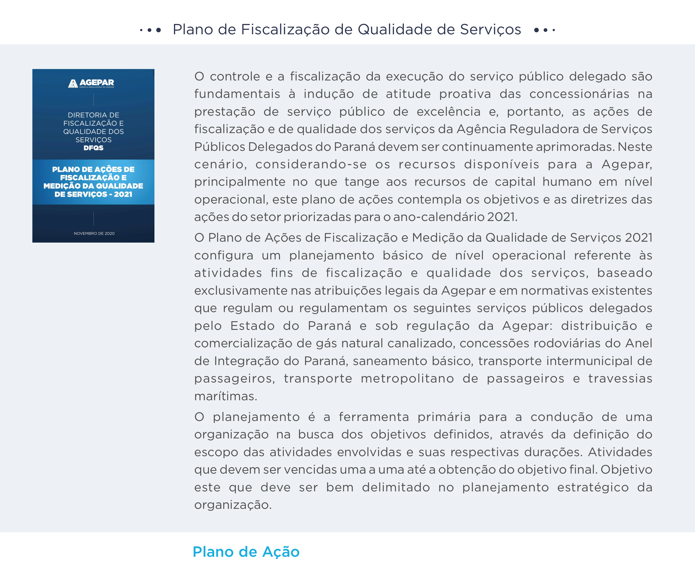 Plano de Fiscalização de Qualidade de Serviços