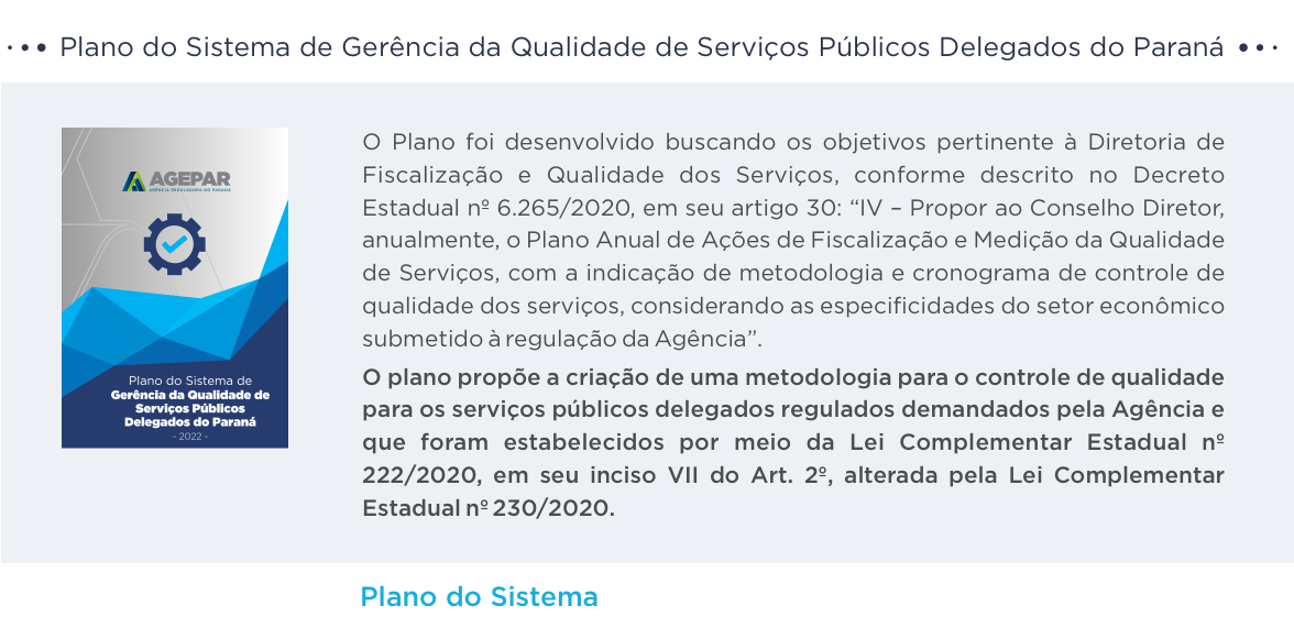 Plano do Sistema de Gerência da Qualidade de Serviços Públicos Delegados do Paraná