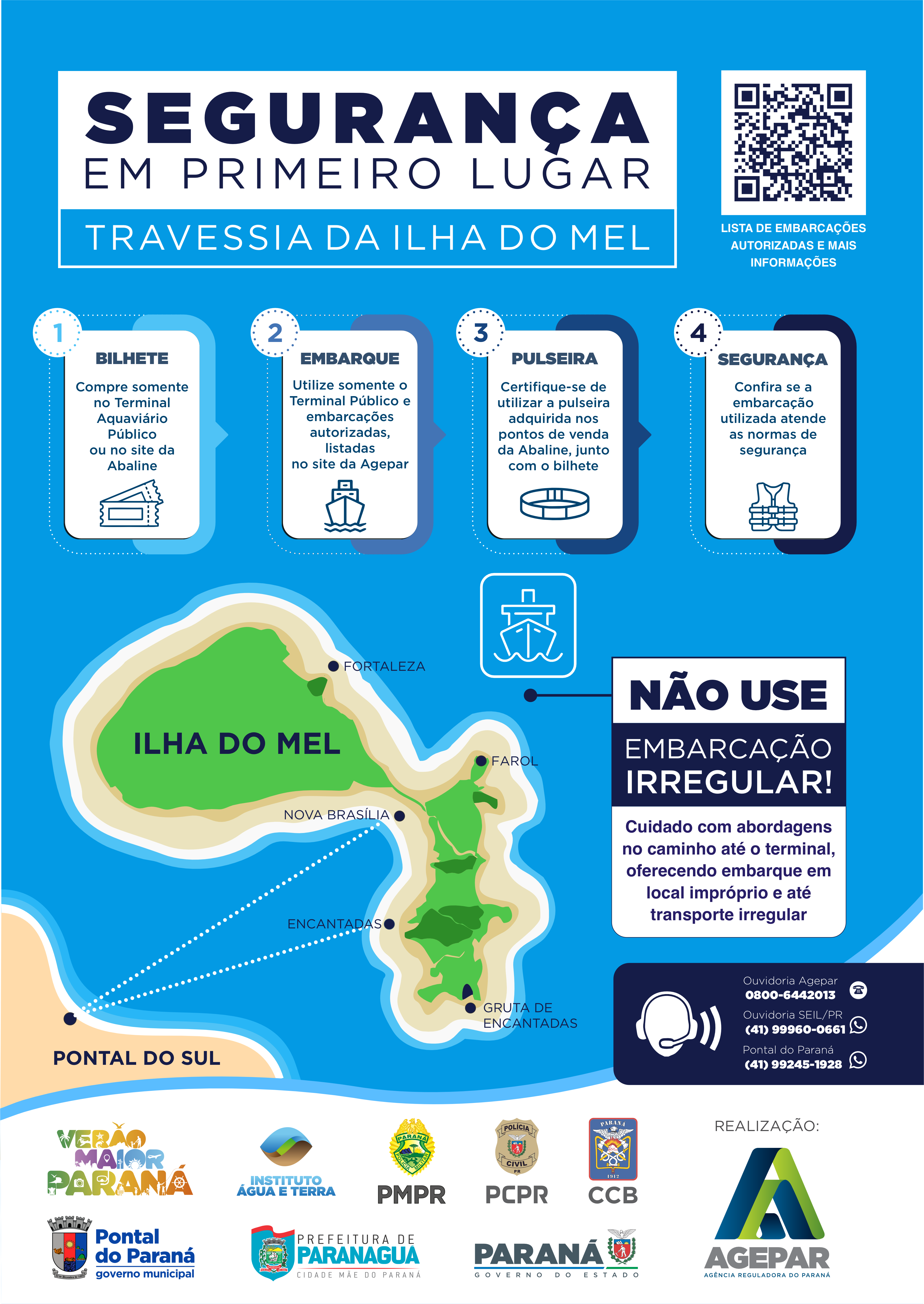 Agepar lança campanha de conscientização para usuários da travessia da Ilha do Mel