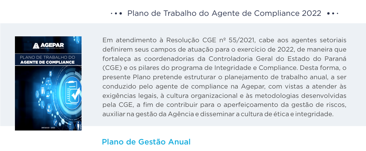 Plano de Trabalho do Agente de Compliance 2022