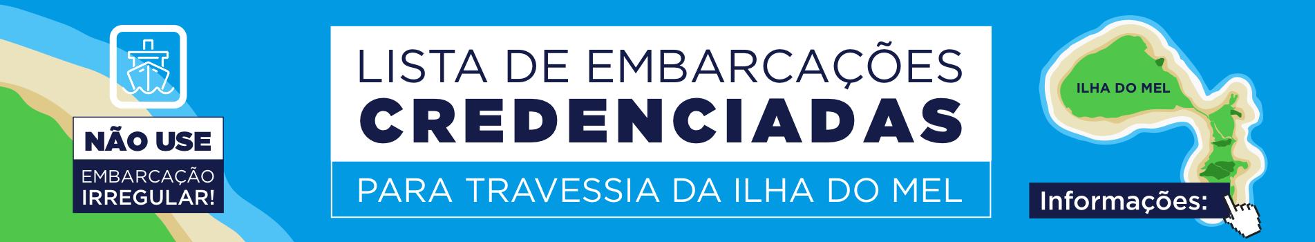 Lista de embarcações credenciadas para travessia da ilha do mel