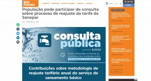 População pode participar de consulta sobre processo de reajuste da tarifa da Sanepar