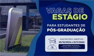 Abertas as inscrições para processo seletivo da Agepar para contratação de estagiários de pós-graduação 