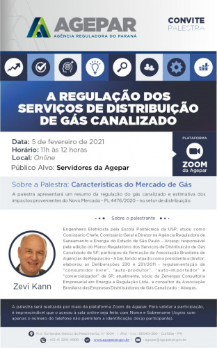 Banner eletrônico com foto do palestrante e informações de serviço da matéria