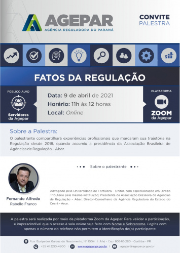 Banner com foto do palestrante e informações da nota.