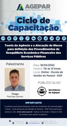 Banner com as informações da matéria e foto do palestrante.
