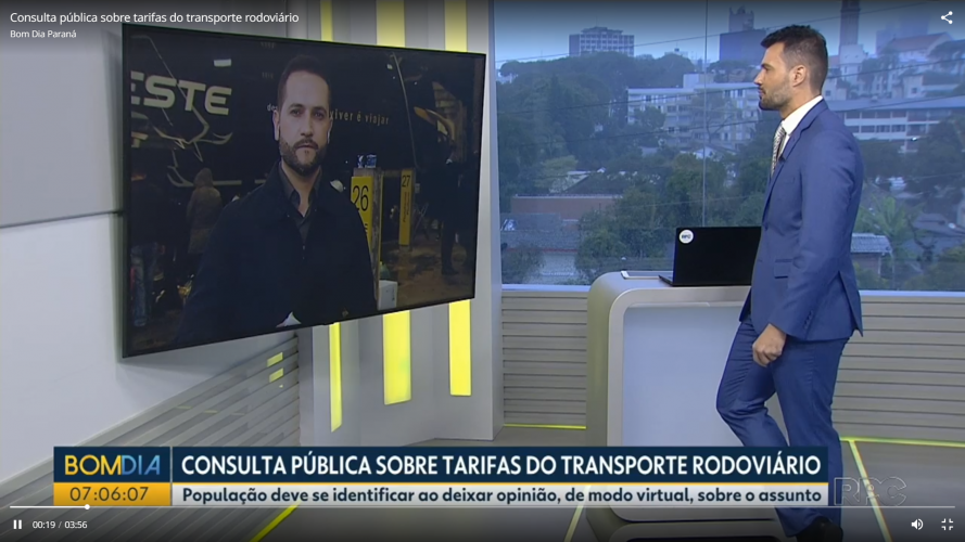 Reprodução com âncora do Bom Dia Paraná apresentando a matéria