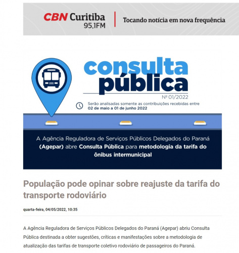 Reprodução do site da Rádio CBN Curitiba.