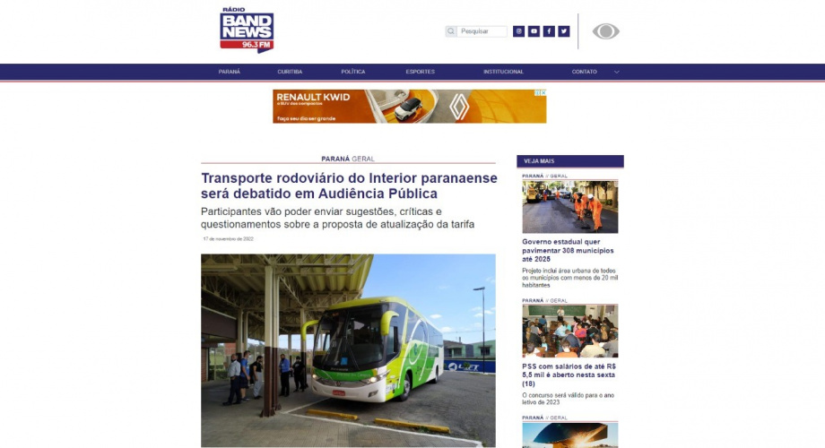 Transporte rodoviário do Interior paranaense será debatido em Audiência Pública