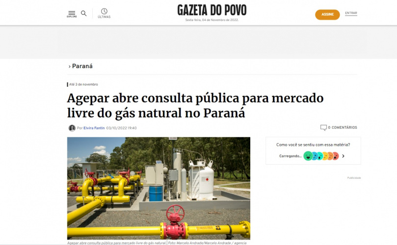 Agepar abre consulta pública para mercado livre do gás natural no Paraná