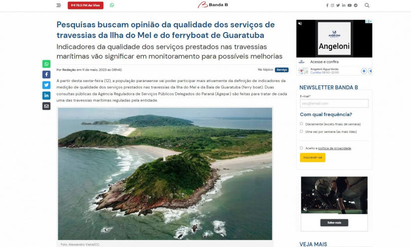 Pesquisas buscam opinião da qualidade dos serviços de travessias da Ilha do Mel e do ferryboat de Guaratuba