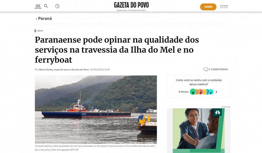 Paranaense pode opinar na qualidade dos serviços na travessia da Ilha do Mel e no ferryboat