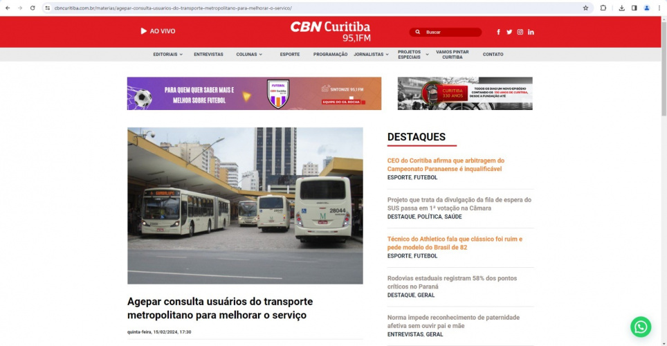 Agepar consulta usuários do transporte metropolitano para melhorar o serviço