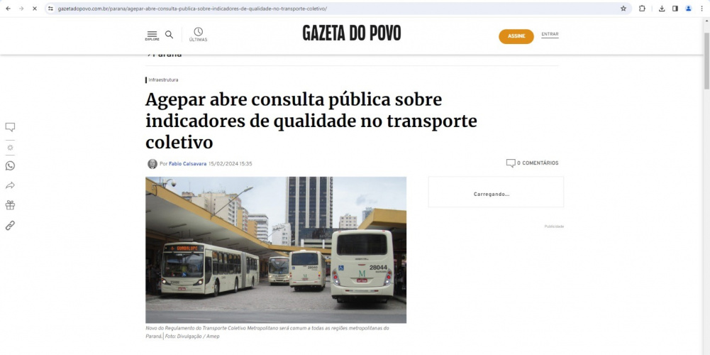 Agepar abre tomada de subsídios sobre indicadores de qualidade no transporte coletivo