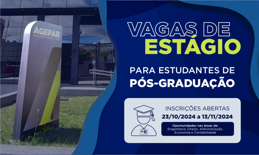 Abertas as inscrições para processo seletivo da Agepar para contratação de estagiários de pós-graduação