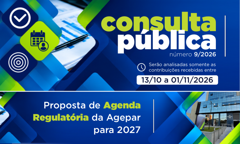 Consulta Pública irá receber contribuições para a elaboração da Agenda Regulatória da Agepar de 2027